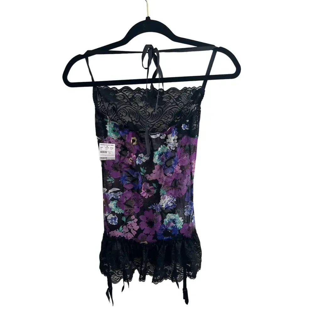 NWT Fredericks Of Hollywood Lace Teddy Slip Floral print size S